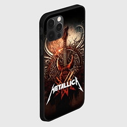 Чехол для iPhone 12 Pro Metallica гитара и логотип, цвет: 3D-черный — фото 2
