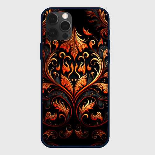 Чехол iPhone 12 Pro Огненные узоры / 3D-Черный – фото 1