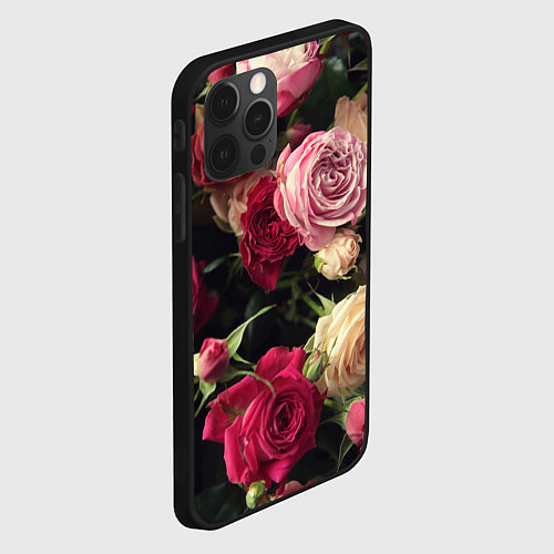 Чехол iPhone 12 Pro Нежные кустовые розы / 3D-Черный – фото 2