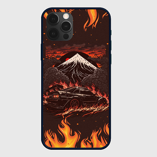 Чехол iPhone 12 Pro Nissan Skyline in fire / 3D-Черный – фото 1