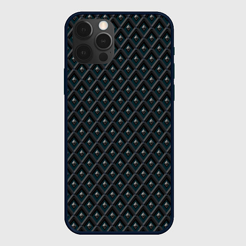 Чехол iPhone 12 Pro Ромбики серые / 3D-Черный – фото 1
