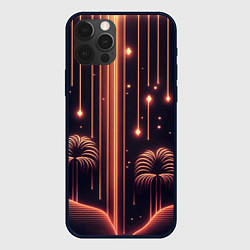Чехол для iPhone 12 Pro Неоновый тропический дождь, цвет: 3D-черный