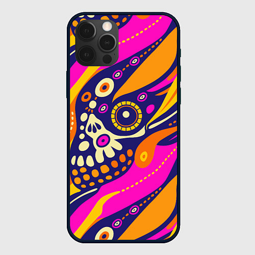 Чехол iPhone 12 Pro Абстрактный узор мексиканская чупакабра / 3D-Черный – фото 1