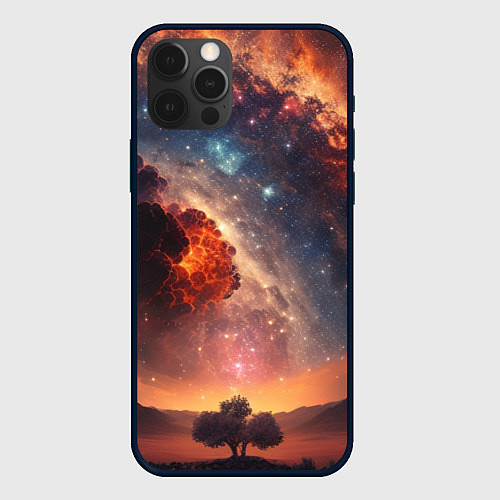 Чехол iPhone 12 Pro Космос и звезды в закатном небе / 3D-Черный – фото 1