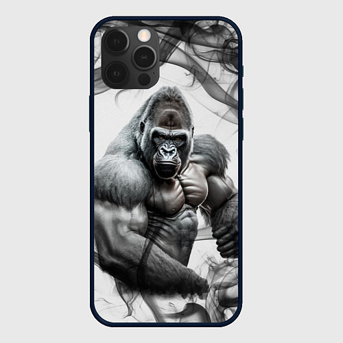 Чехол iPhone 12 Pro Накаченная горилла / 3D-Черный – фото 1