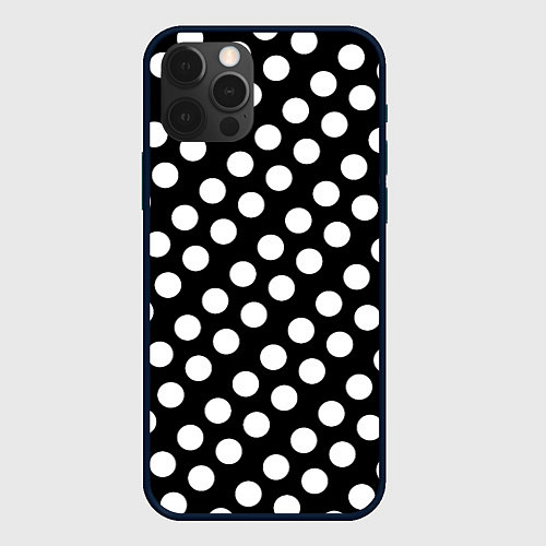 Чехол iPhone 12 Pro Белые горошины / 3D-Черный – фото 1