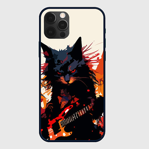 Чехол iPhone 12 Pro Black rocker cat on a light background - C-Cats co / 3D-Черный – фото 1