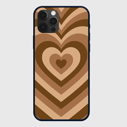 Чехол iPhone 12 Pro Hearts brown / 3D-Черный – фото 1