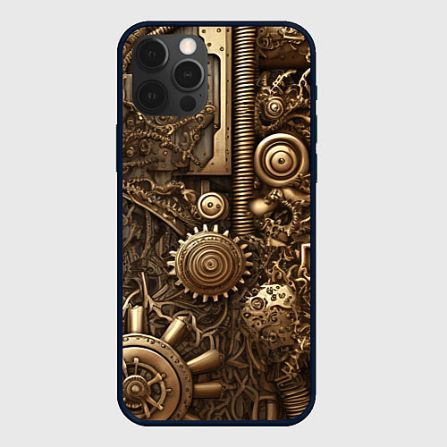 Чехол iPhone 12 Pro Абстрактный стимпанк механизм / 3D-Черный – фото 1
