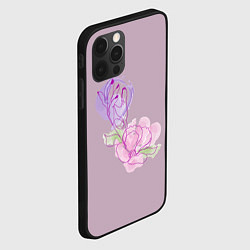 Чехол для iPhone 12 Pro Лайн арт рука и цветок, цвет: 3D-черный — фото 2