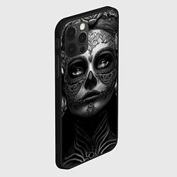 Чехол для iPhone 12 Pro Девушка с макияжем для дня мертвых, цвет: 3D-черный — фото 2