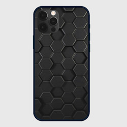 Чехол для iPhone 12 Pro Abstraction hexagon grey, цвет: 3D-черный