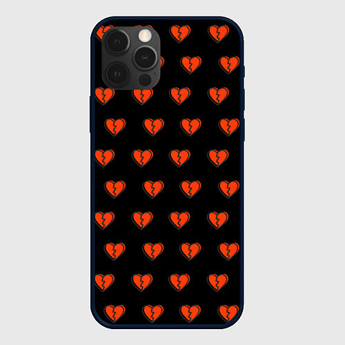Чехол iPhone 12 Pro Разбитые сердца на черном фоне / 3D-Черный – фото 1