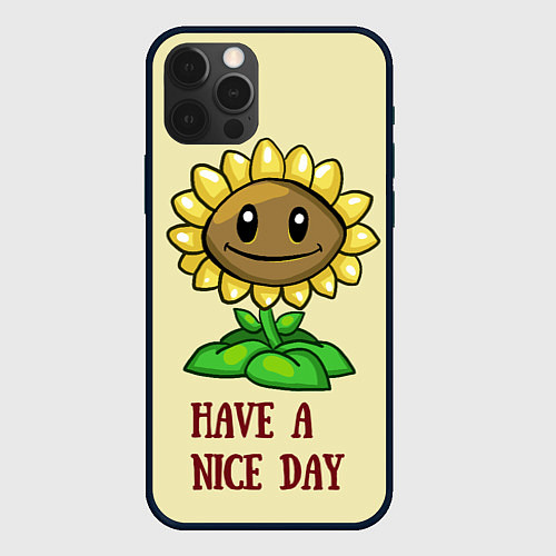 Чехол iPhone 12 Pro Веселый подсолнух / 3D-Черный – фото 1