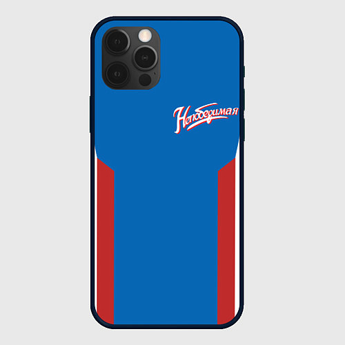 Чехол iPhone 12 Pro Непобедимая - в цветах российского флага / 3D-Черный – фото 1