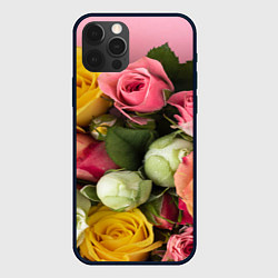 Чехол для iPhone 12 Pro Букет красивых роз, цвет: 3D-черный