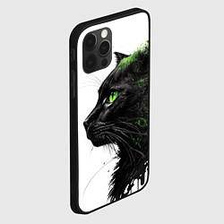 Чехол для iPhone 12 Pro Кот с зелеными глазами, цвет: 3D-черный — фото 2