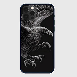 Чехол для iPhone 12 Pro Черно-белый ворон, цвет: 3D-черный