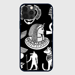 Чехол для iPhone 12 Pro Египетские знаки на черном фоне, цвет: 3D-черный