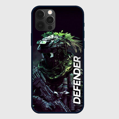 Чехол iPhone 12 Pro Защитник в стиле киберпанк / 3D-Черный – фото 1