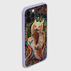 Чехол для iPhone 12 Pro Семейство лунных сов, цвет: 3D-светло-сиреневый — фото 2