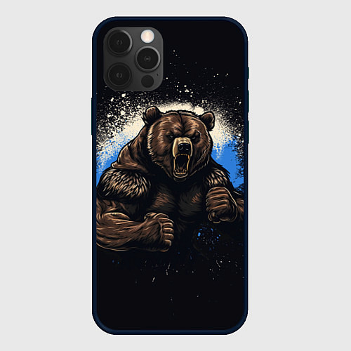 Чехол iPhone 12 Pro Сильный медведь / 3D-Черный – фото 1