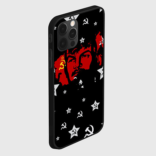 Чехол iPhone 12 Pro Ленин на фоне звезд / 3D-Черный – фото 2