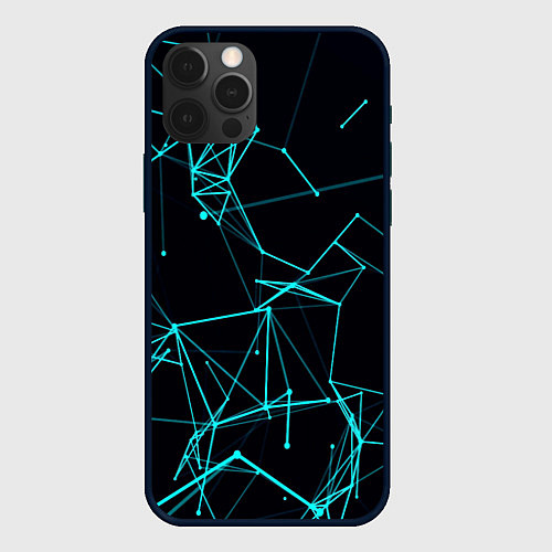 Чехол iPhone 12 Pro Лучи абстракции неоновые / 3D-Черный – фото 1