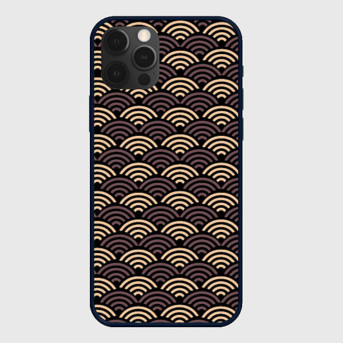 Чехол iPhone 12 Pro Японский фиолетовый паттерн / 3D-Черный – фото 1