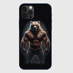 Чехол для iPhone 12 Pro Сильный медведь спортсмен, цвет: 3D-черный
