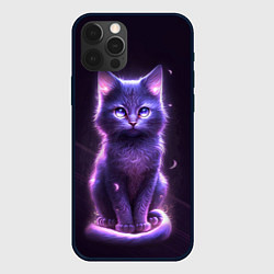 Чехол iPhone 12 Pro Неоновый котик в лесу