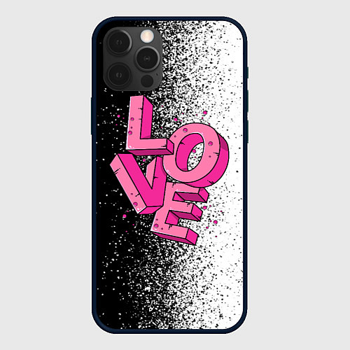Чехол iPhone 12 Pro Love - розовый / 3D-Черный – фото 1