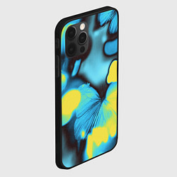 Чехол для iPhone 12 Pro Голубые бабочки асбтракция, цвет: 3D-черный — фото 2