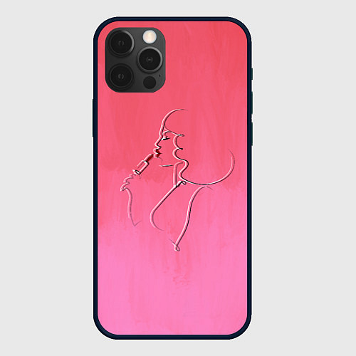 Чехол iPhone 12 Pro Девушка с помадой / 3D-Черный – фото 1