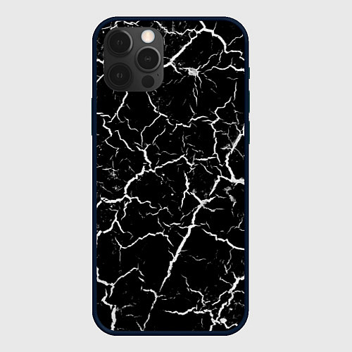 Чехол iPhone 12 Pro Треснувшая текстура / 3D-Черный – фото 1