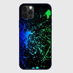 Чехол для iPhone 12 Pro Разноцветные брызги, цвет: 3D-черный