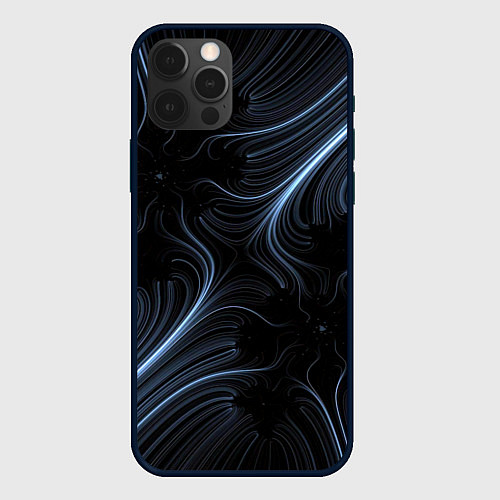 Чехол iPhone 12 Pro Размытые серые краски / 3D-Черный – фото 1