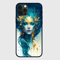 Чехол iPhone 12 Pro Золотая богиня акварель