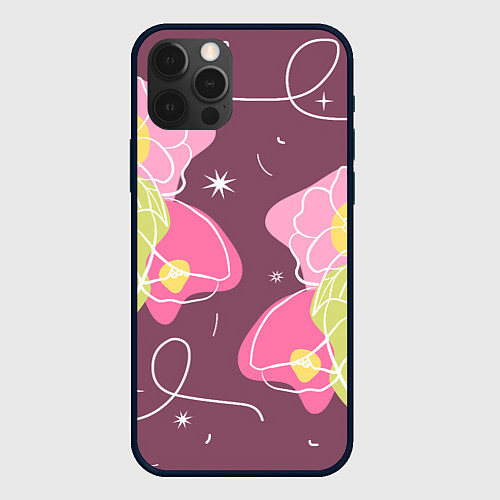 Чехол iPhone 12 Pro Звезды в цветах лайн / 3D-Черный – фото 1