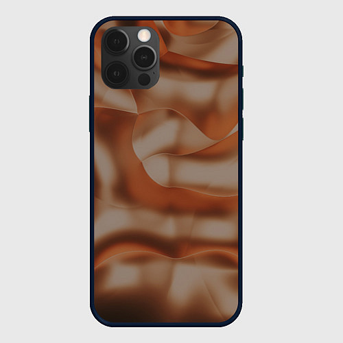 Чехол iPhone 12 Pro Тёмно-золотистые абстрактные волны / 3D-Черный – фото 1