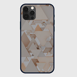Чехол iPhone 12 Pro Геометрическое множество серых и бежевых треугольн
