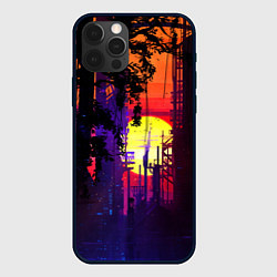 Чехол для iPhone 12 Pro Неоновый закат города, цвет: 3D-черный
