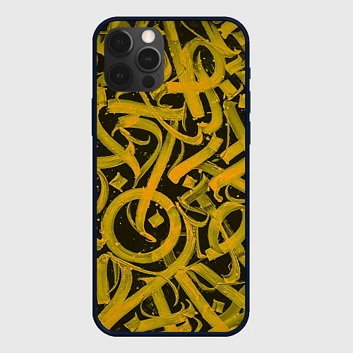 Чехол iPhone 12 Pro Gold Calligraphic / 3D-Черный – фото 1