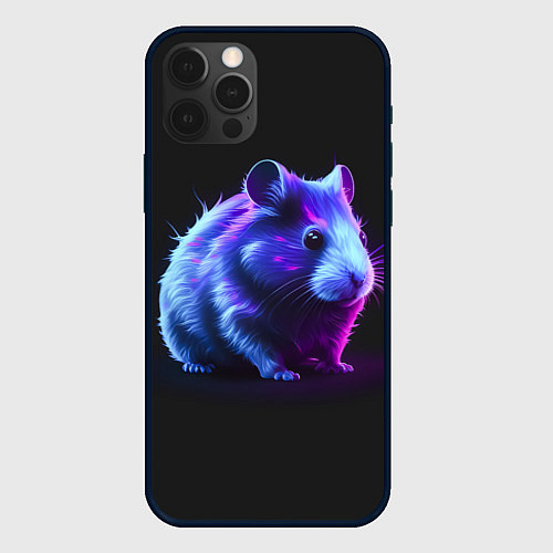 Чехол iPhone 12 Pro Хомяк неон / 3D-Черный – фото 1