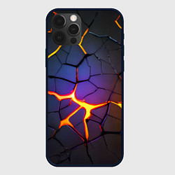 Чехол для iPhone 12 Pro Неоновые трещины - лава, цвет: 3D-черный