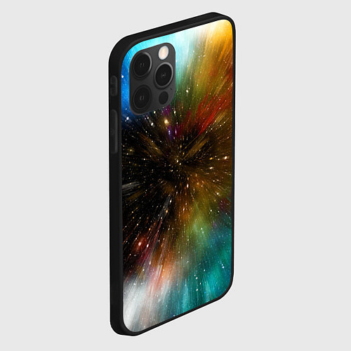 Чехол iPhone 12 Pro Бескрайний космос - неон / 3D-Черный – фото 2