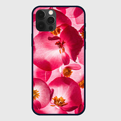 Чехол для iPhone 12 Pro Цветы бегония текстура, цвет: 3D-черный