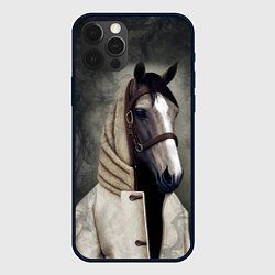 Чехол для iPhone 12 Pro Конь в пальто в прямом смысле, цвет: 3D-черный