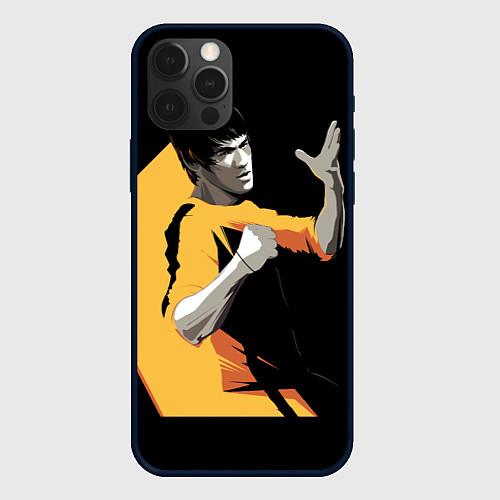 Чехол iPhone 12 Pro Брюс Ли арт / 3D-Черный – фото 1