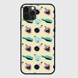 Чехол для iPhone 12 Pro Бутылочки в стиле 90-х - паттерн, цвет: 3D-черный